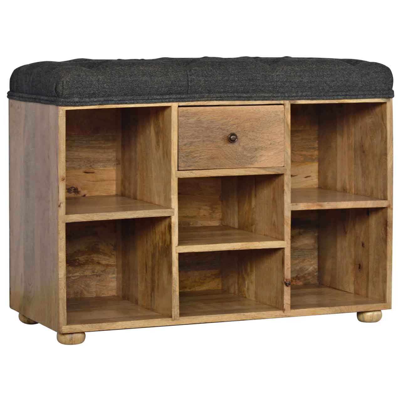Black Tweed 1 Drawer Bench - Image 7