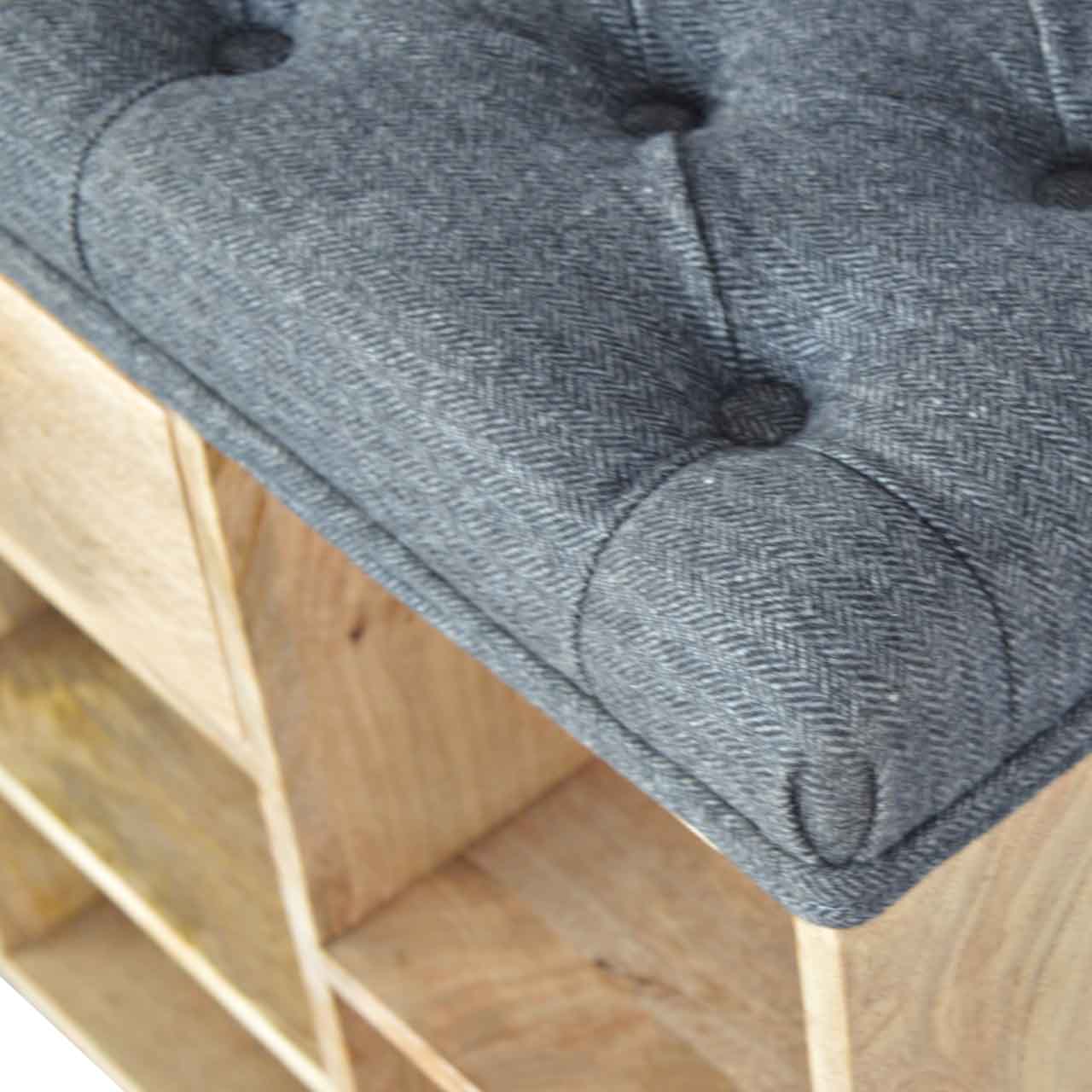 Black Tweed 1 Drawer Bench - Image 8