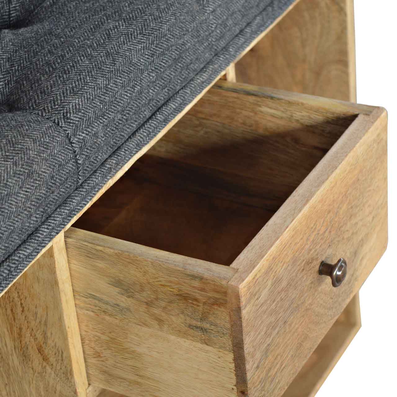 Black Tweed 1 Drawer Bench - Image 5