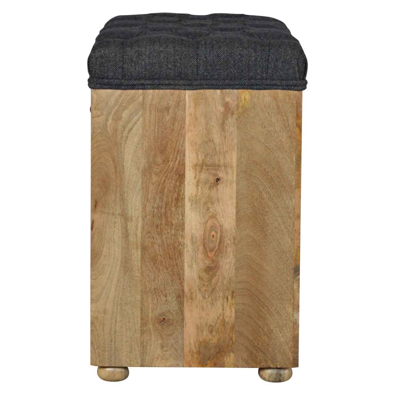Black Tweed 1 Drawer Bench - Image 9