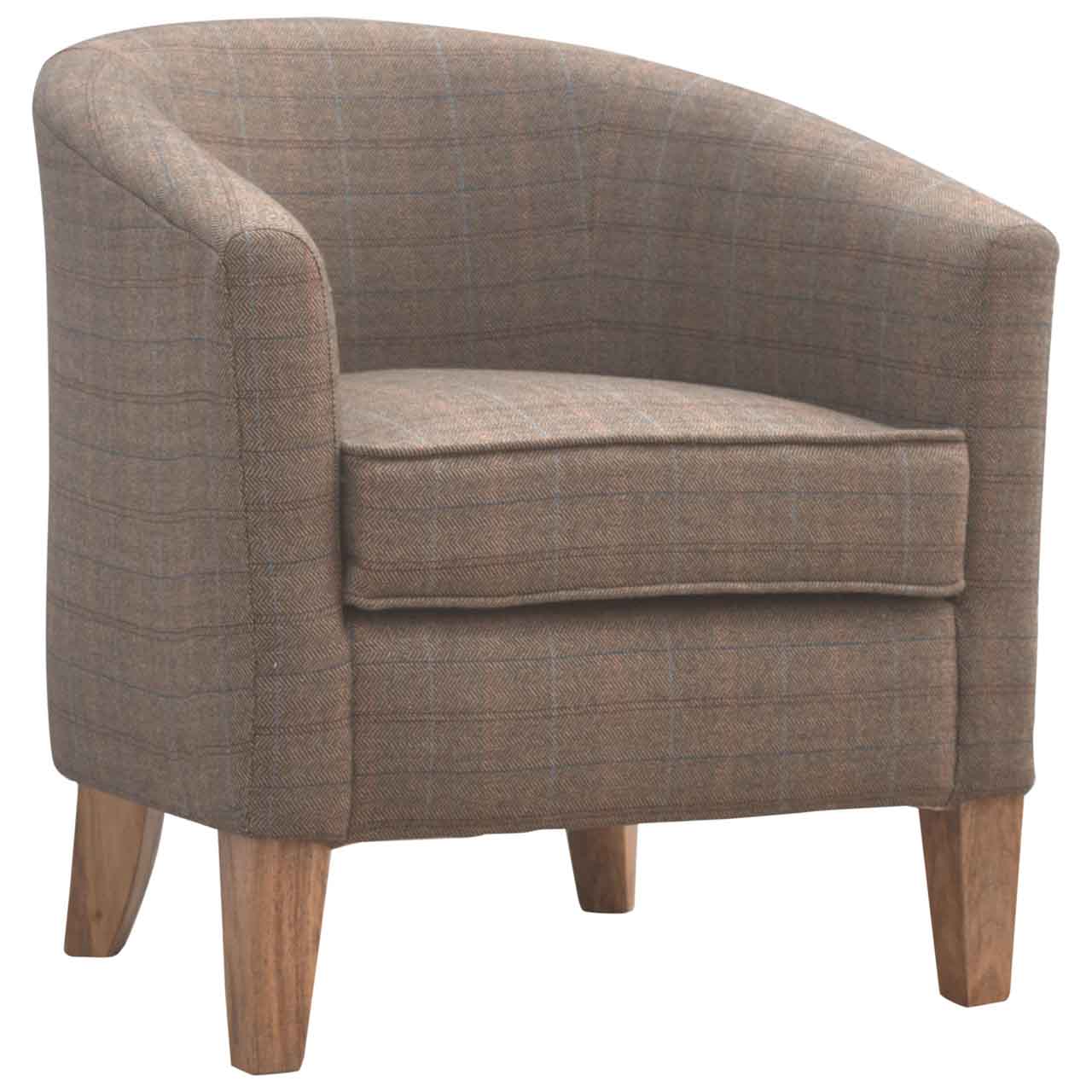 Upholstered Tweed Tub Chair - Image 3