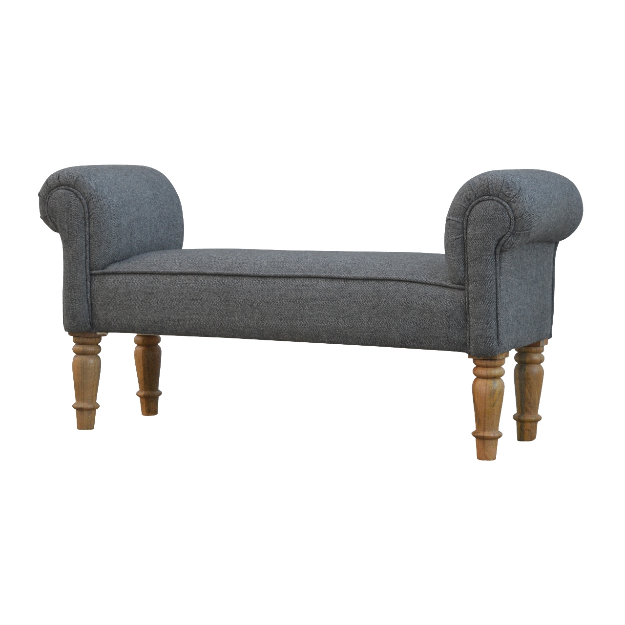 Black Tweed Bench with Turned Feet - Image 2