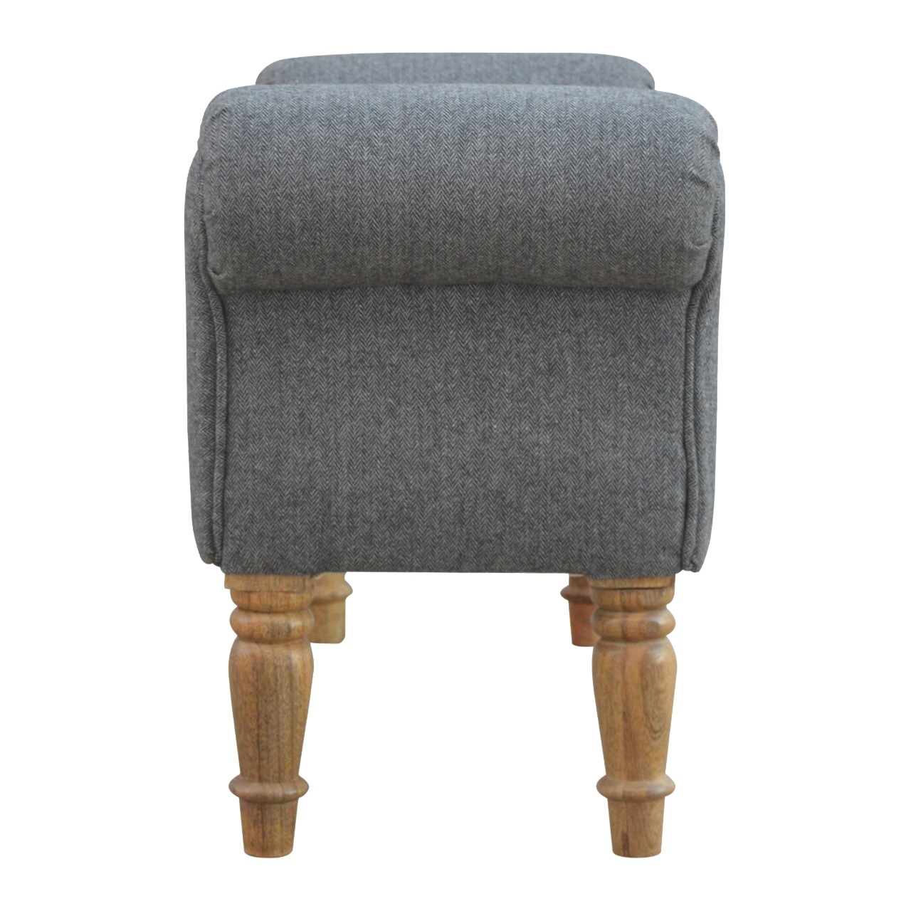 Black Tweed Bench with Turned Feet - Image 6