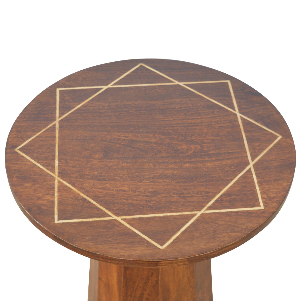 Geometric Brass Inlay End Table - Image 4