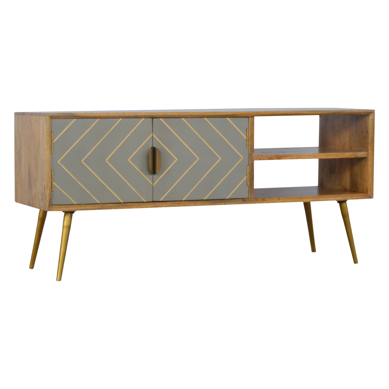 Sleek Cement Brass Inlay Media Unit - Image 3