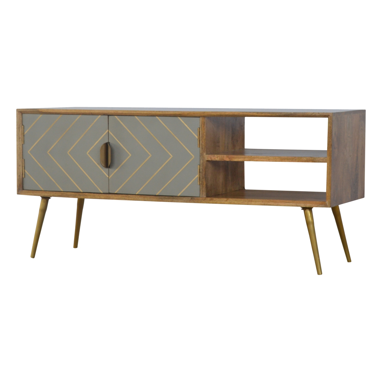 Sleek Cement Brass Inlay Media Unit - Image 2