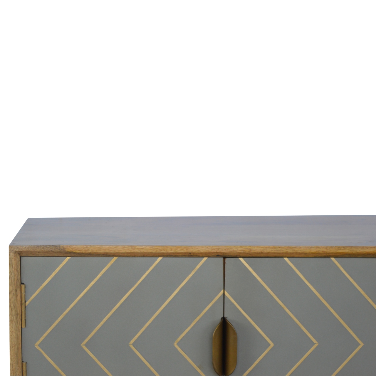 Sleek Cement Brass Inlay Media Unit - Image 6