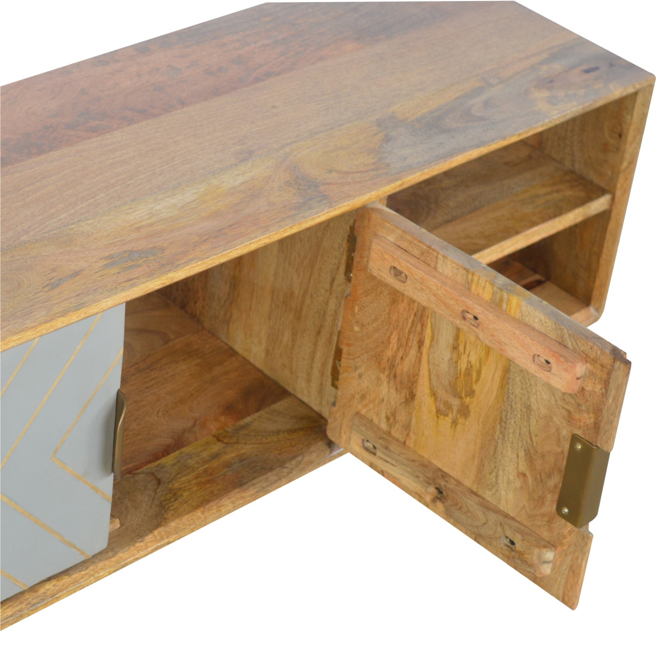 Sleek Cement Brass Inlay Media Unit - Image 7