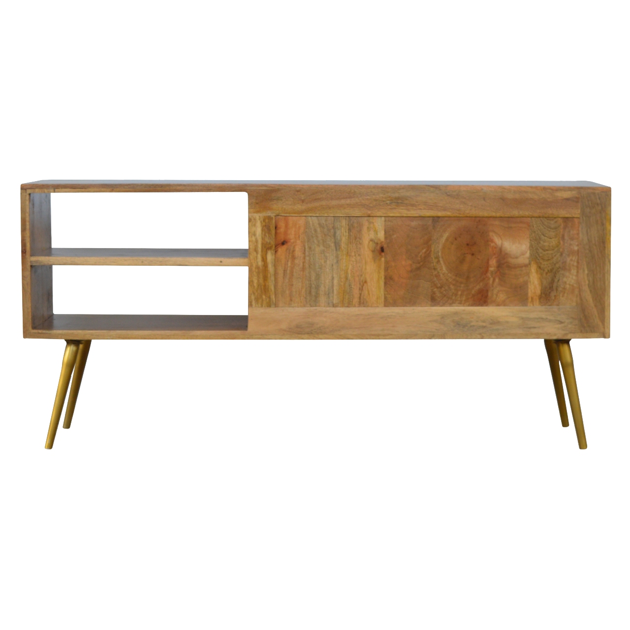 Sleek Cement Brass Inlay Media Unit - Image 9