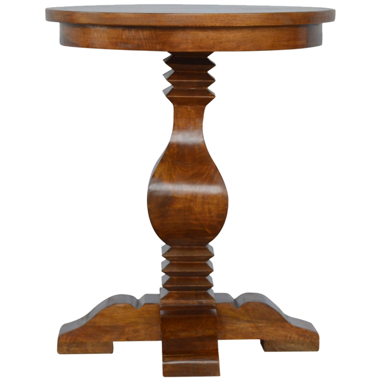 Mango Wood Round Pedestal Occasional Tea Table