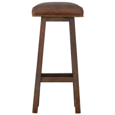 Buffalo Brass Leather Bar Stool