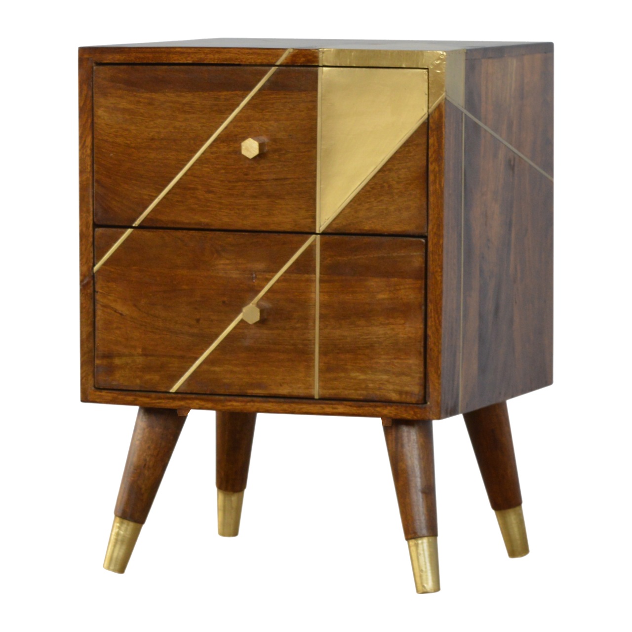 Gold Geometric Chestnut Bedside - Image 2