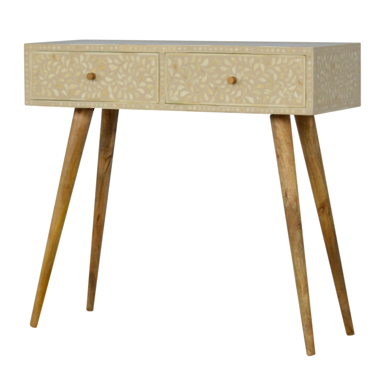 Floral Bone Inlay Console Table - Image 4