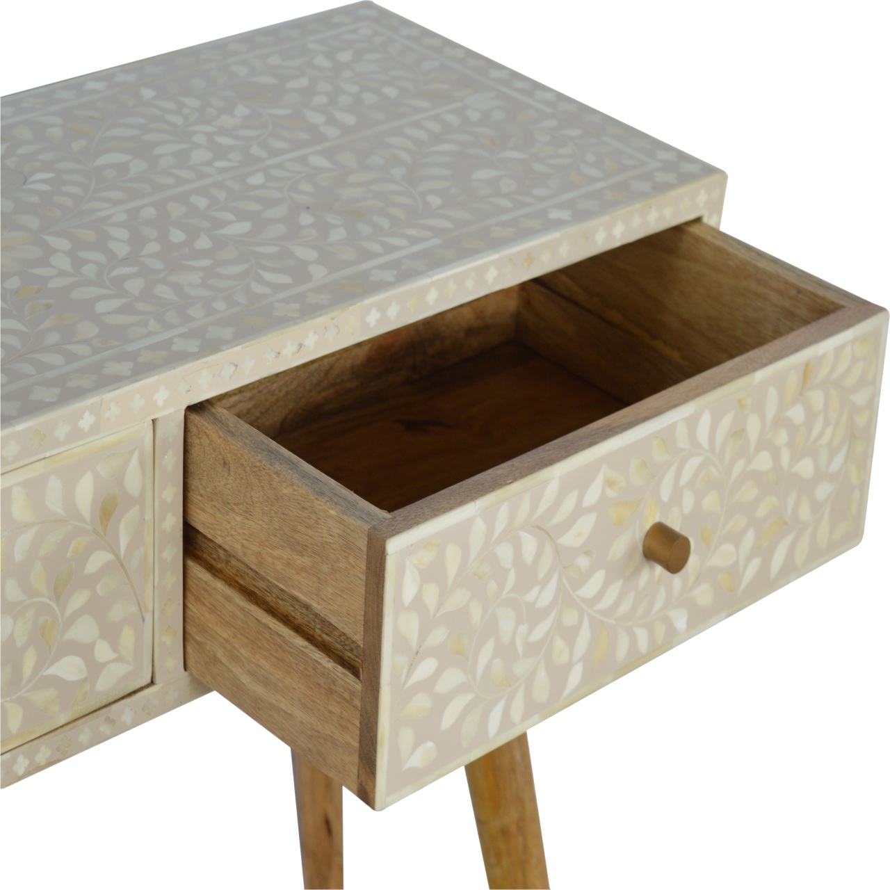 Floral Bone Inlay Console Table - Image 6