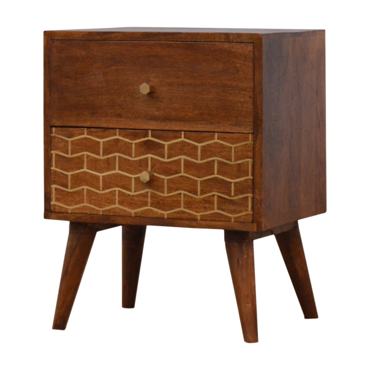 Gold Art Pattern 2 Drawer Bedside - Image 3