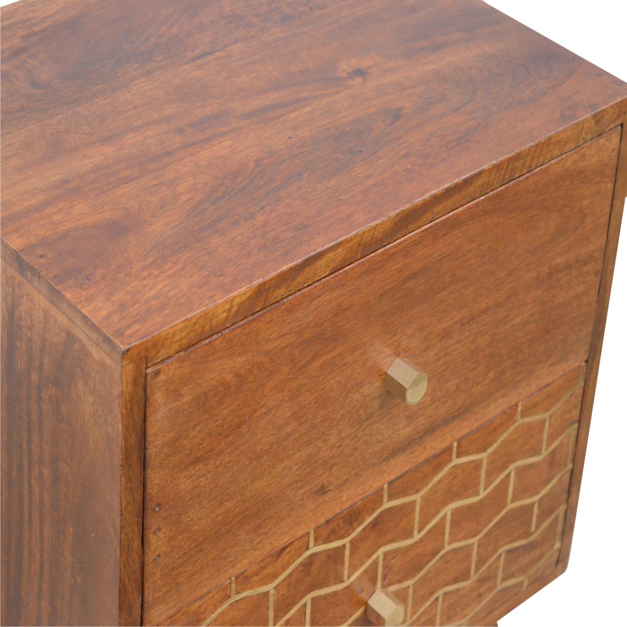 Gold Art Pattern 2 Drawer Bedside - Image 6