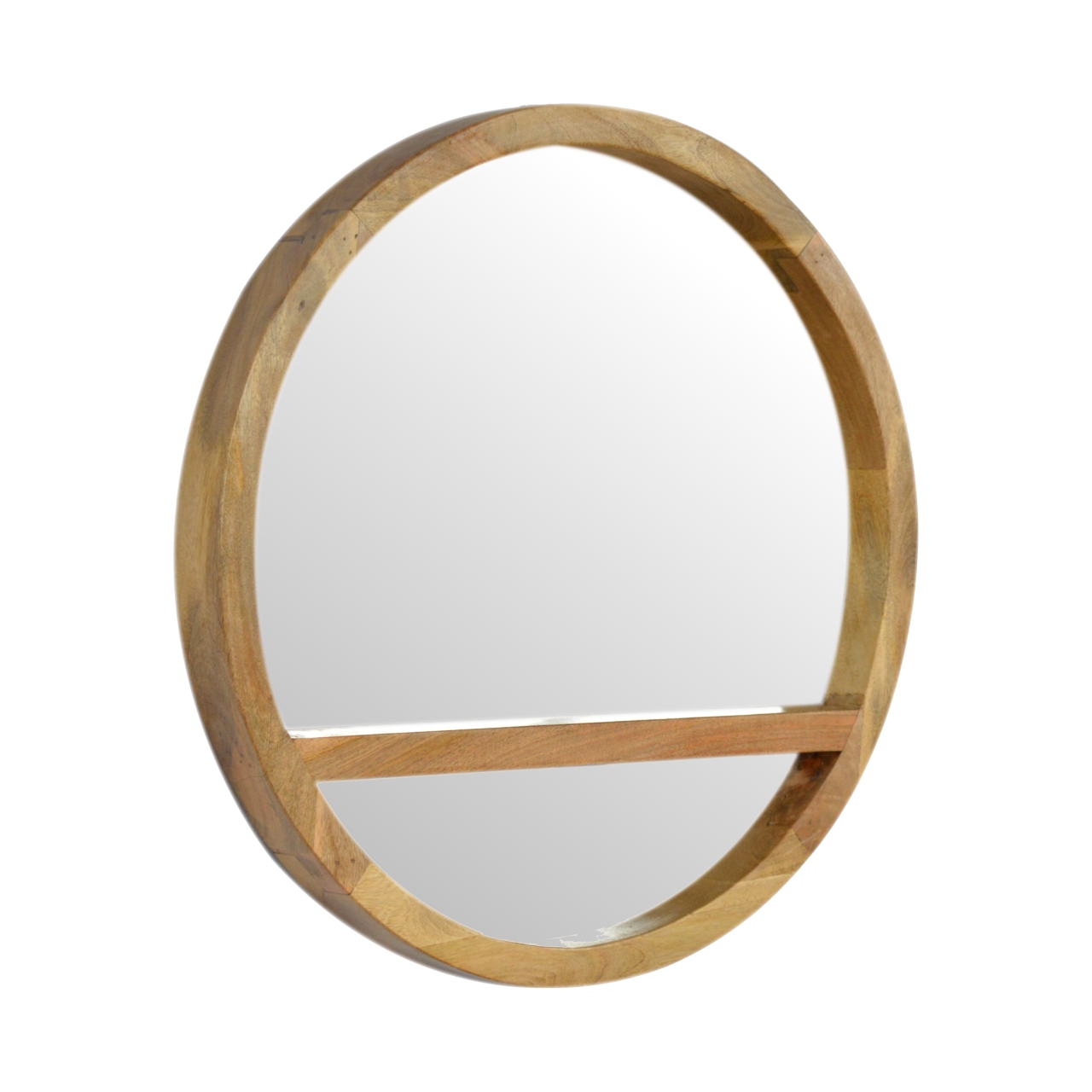 Wooden Round Mirror with 1 Shelf - Image 4