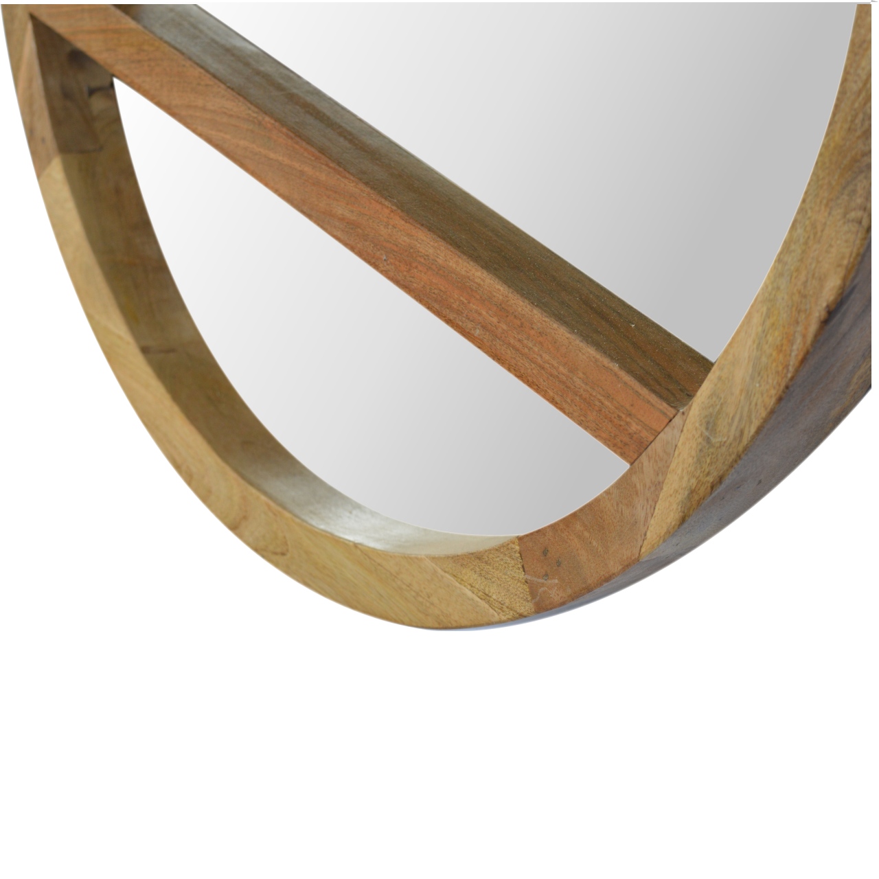 Wooden Round Mirror with 1 Shelf - Image 5