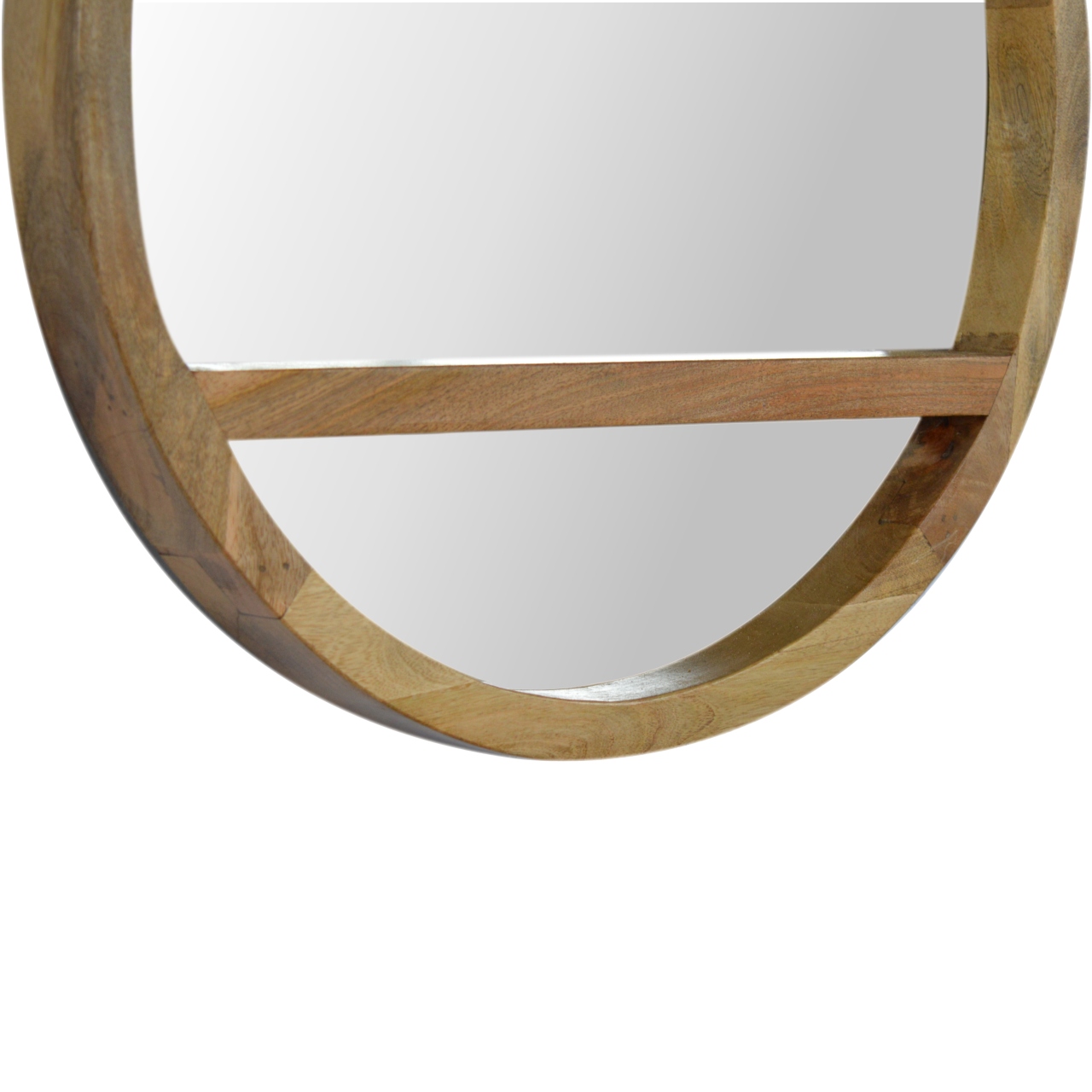Wooden Round Mirror with 1 Shelf - Image 8