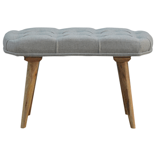Deep Button Grey Tweed Bench - Image 2