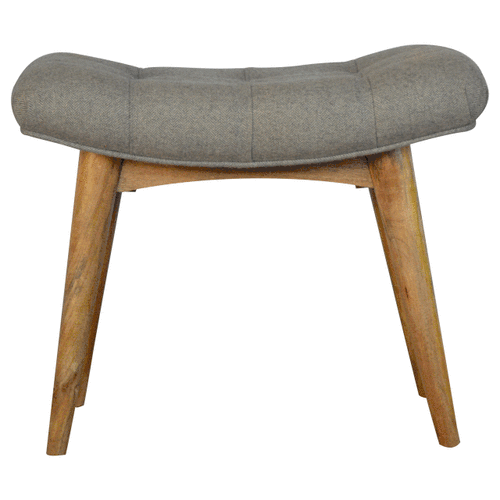 Curved Grey Tweed Bench - Image 2