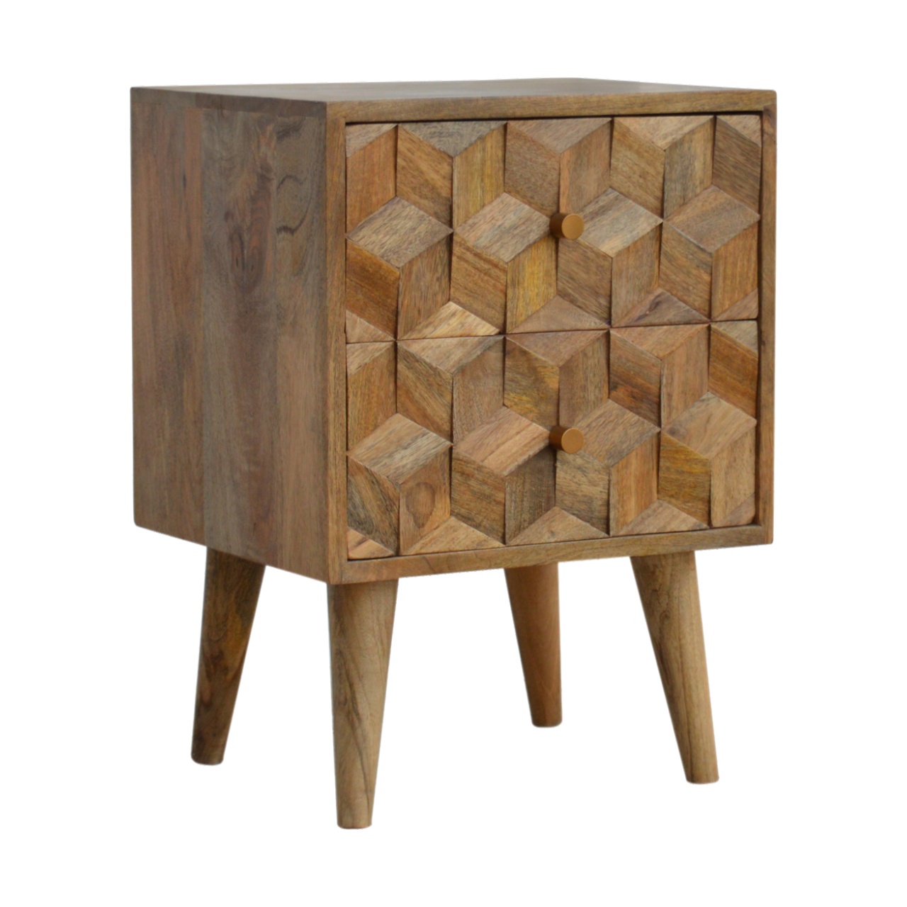 Cube Carved 2 Drawer Bedside - Image 3