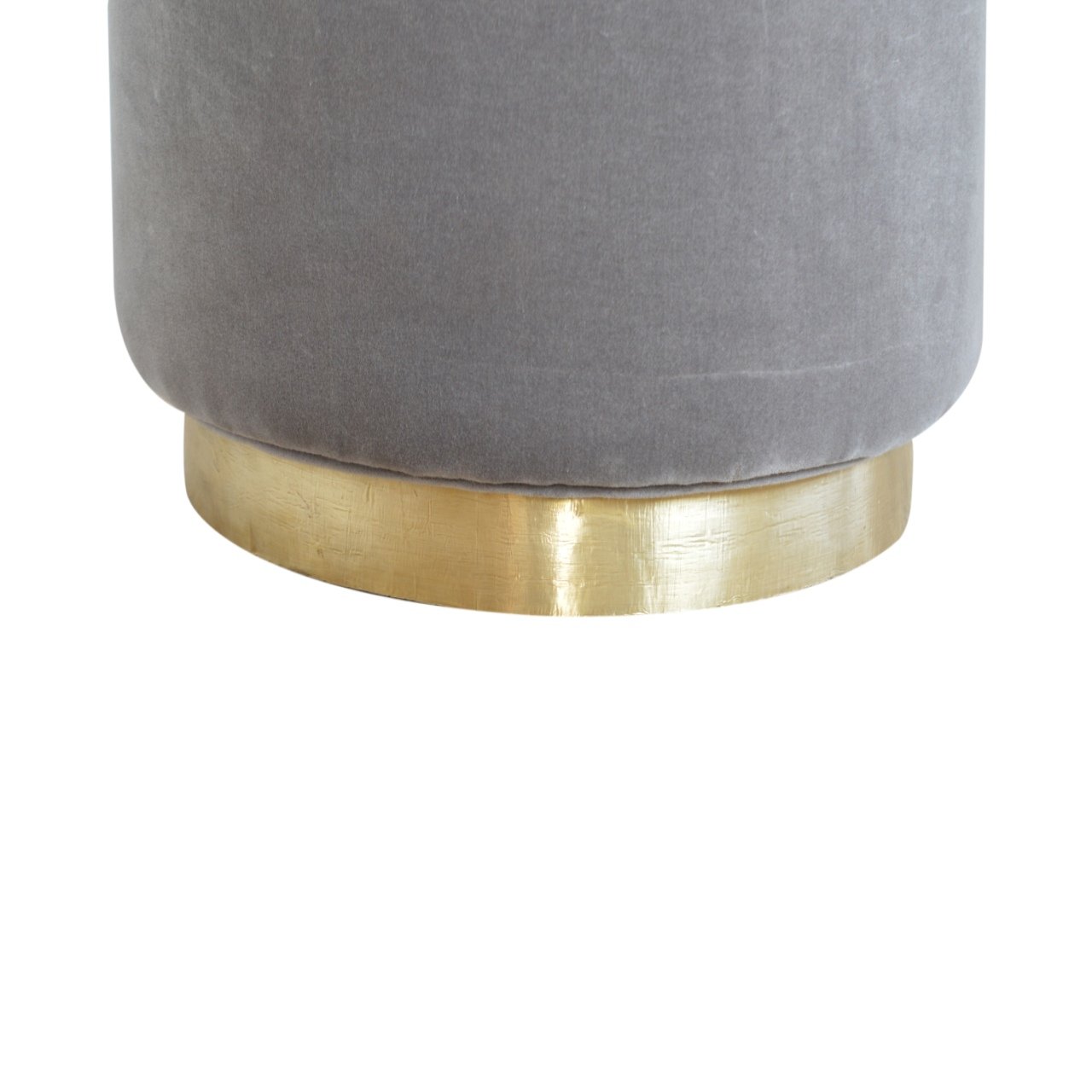 Gold Base Grey Velvet Footstool - Image 8