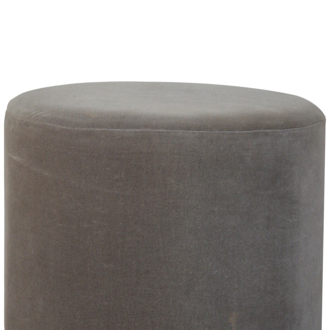 Gold Base Grey Velvet Footstool - Image 4