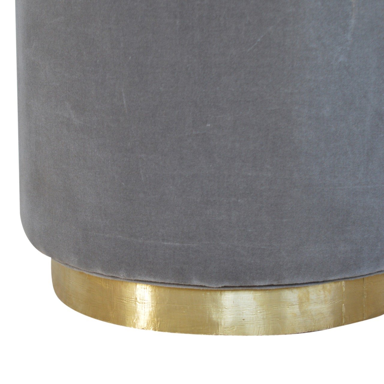 Gold Base Grey Velvet Footstool - Image 6