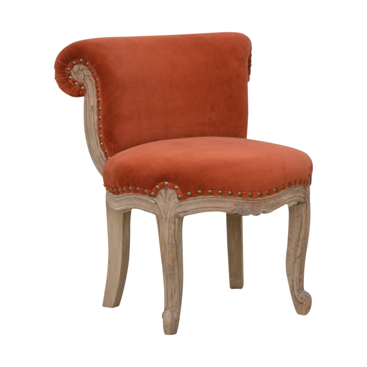 Brick Red Velvet Studded Chair - Image 3
