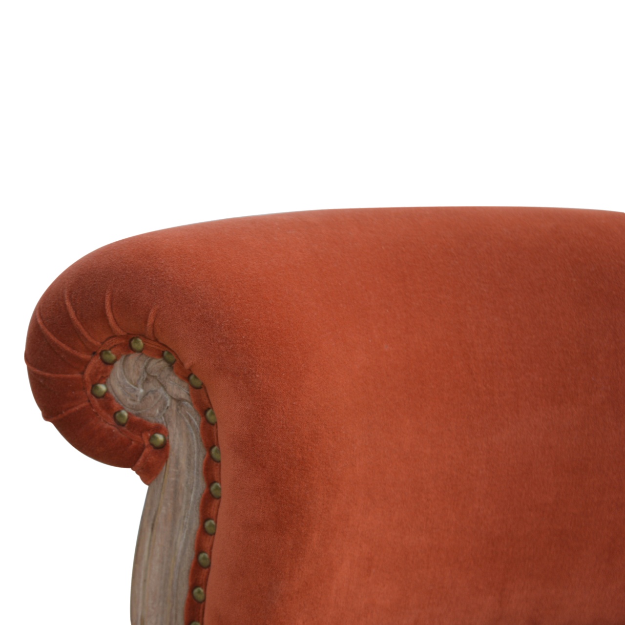 Brick Red Velvet Studded Chair - Image 8