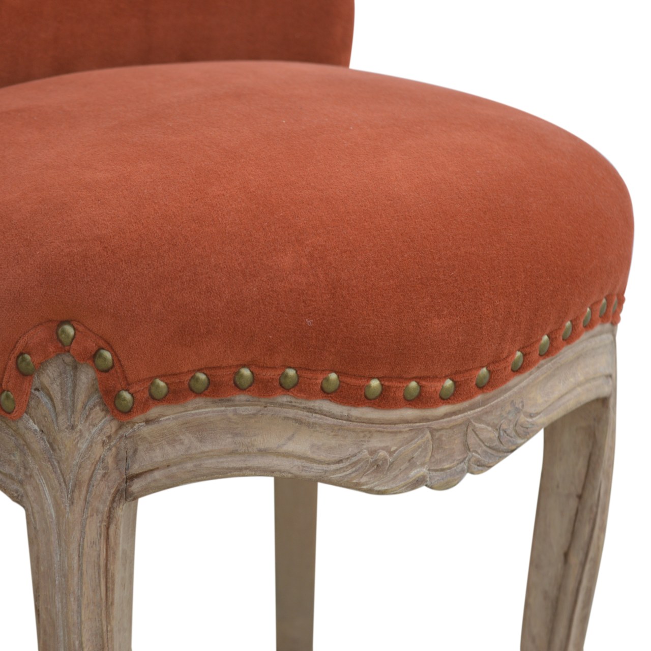 Brick Red Velvet Studded Chair - Image 4