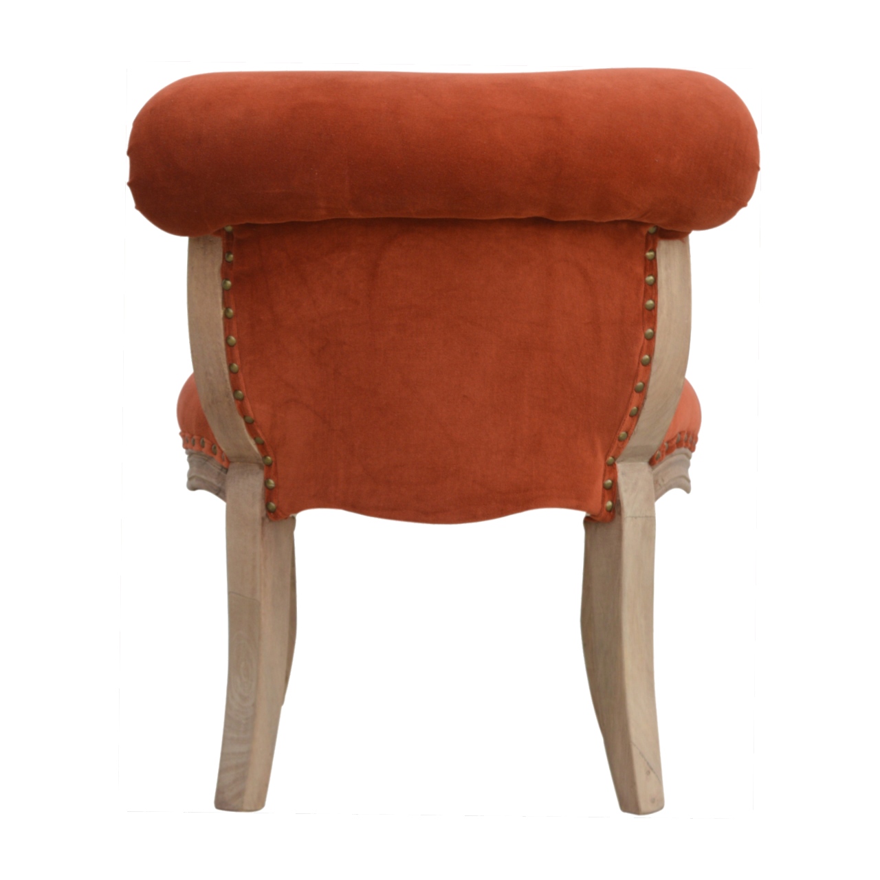 Brick Red Velvet Studded Chair - Image 9