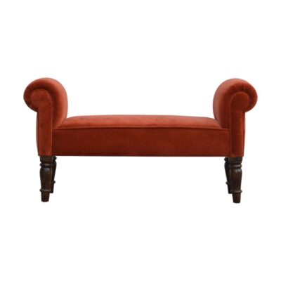Brick Red Velvet Bench