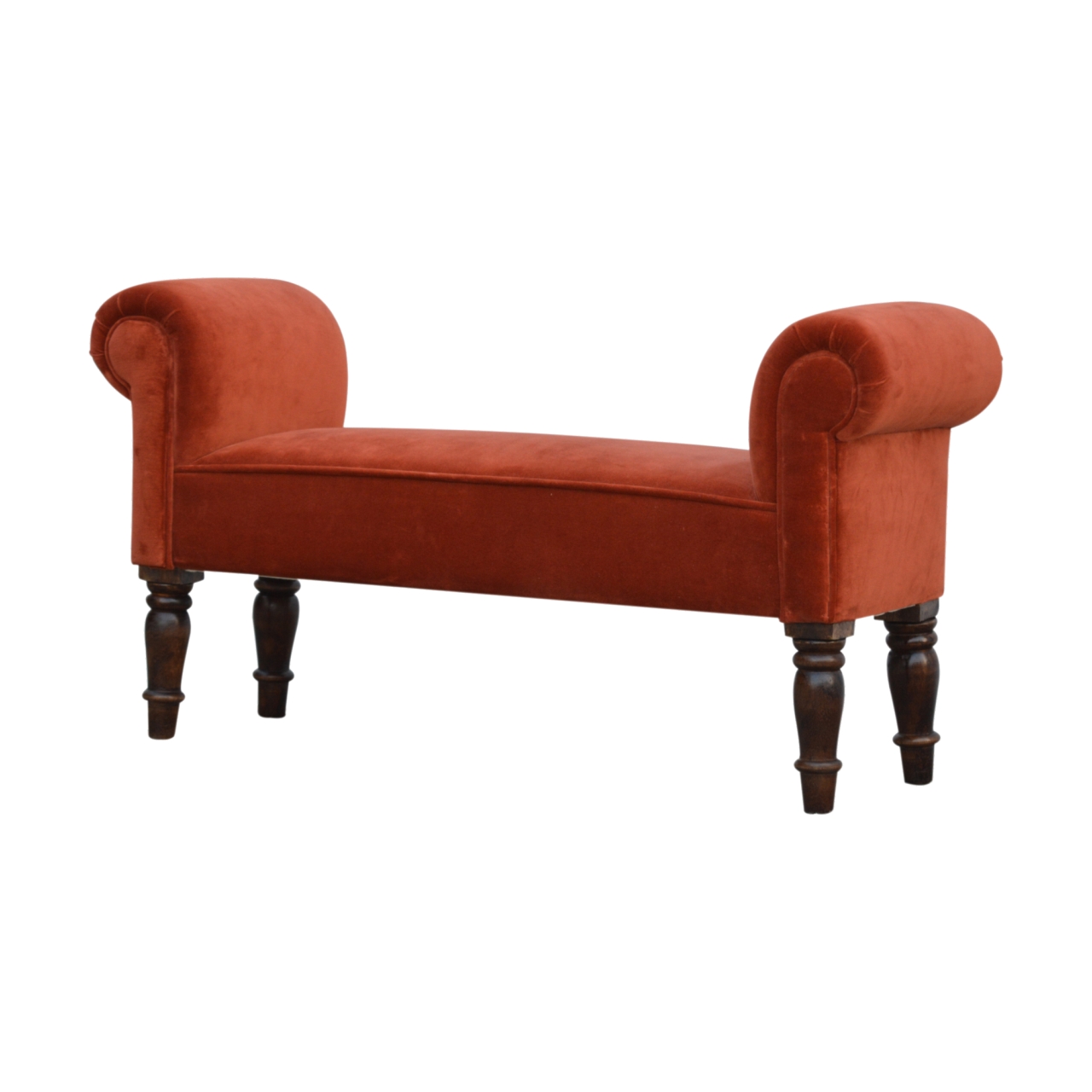 Brick Red Velvet Bench - Image 3