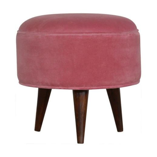 Pink Velvet Nordic Style Footstool - Image 7