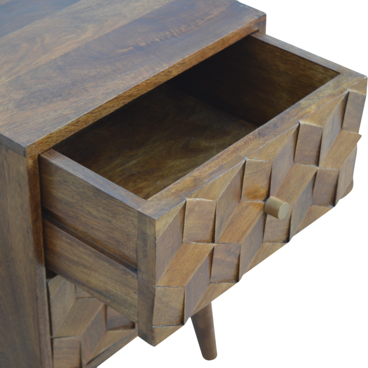Chestnut Cube Carved Bedside - Image 6