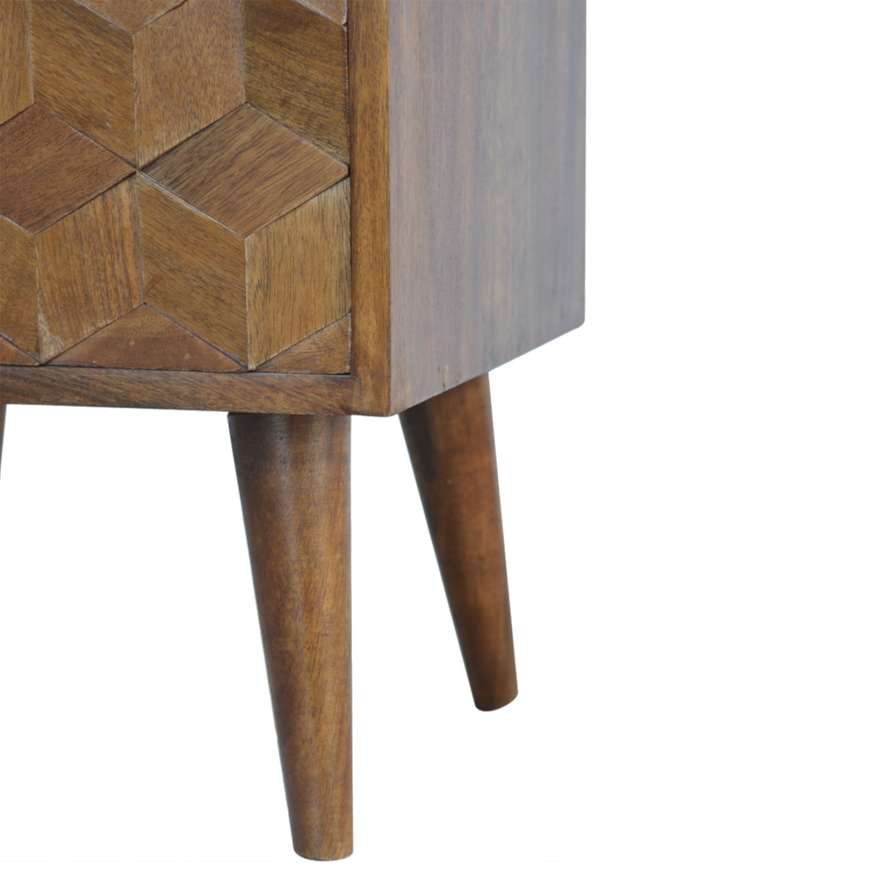 Chestnut Cube Carved Bedside - Image 7