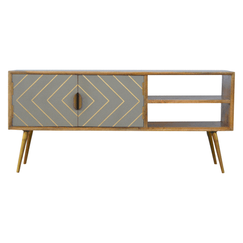 Sleek Cement Brass Inlay Media Unit - Image 10