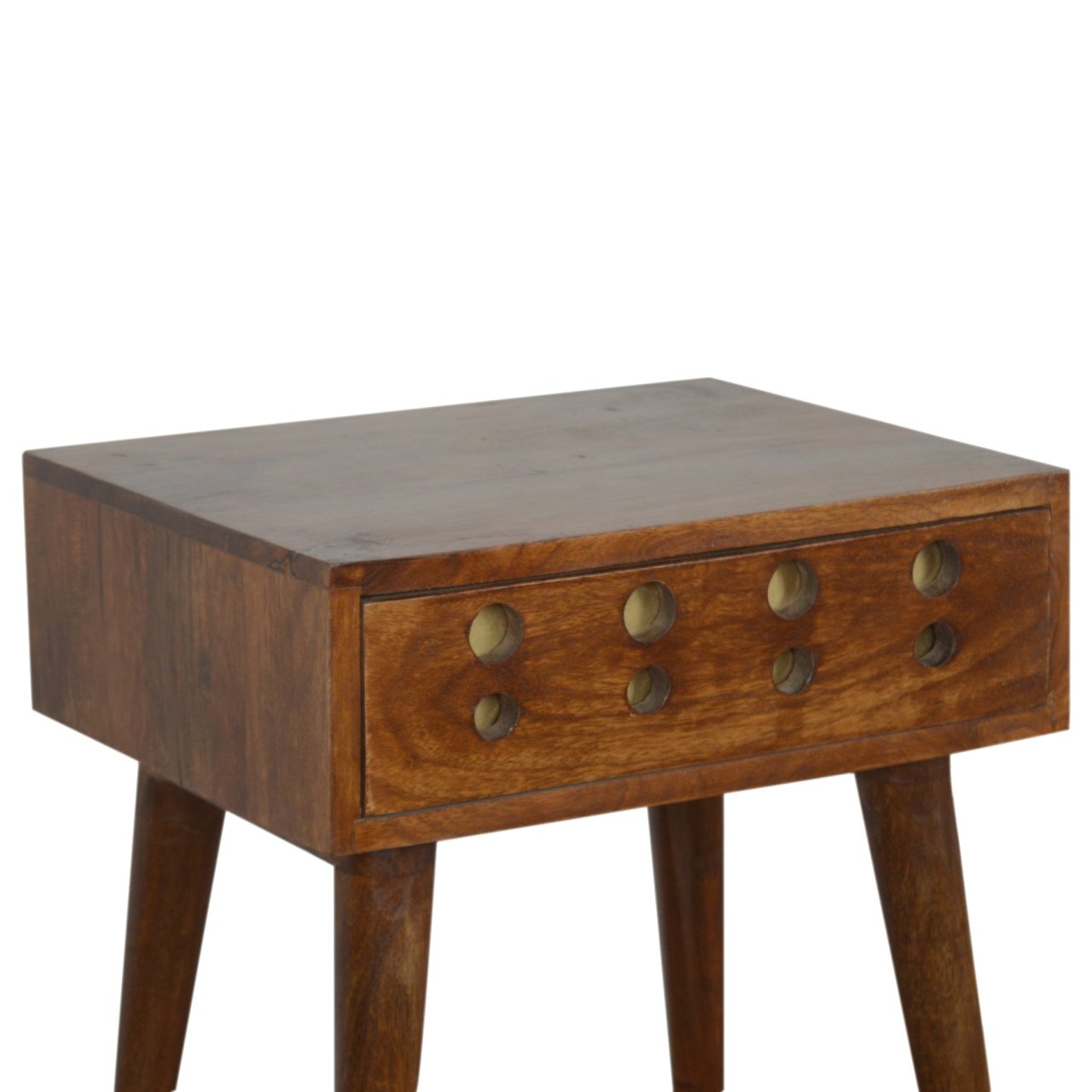 Chestnut Brass Cut out Bedside - Image 4