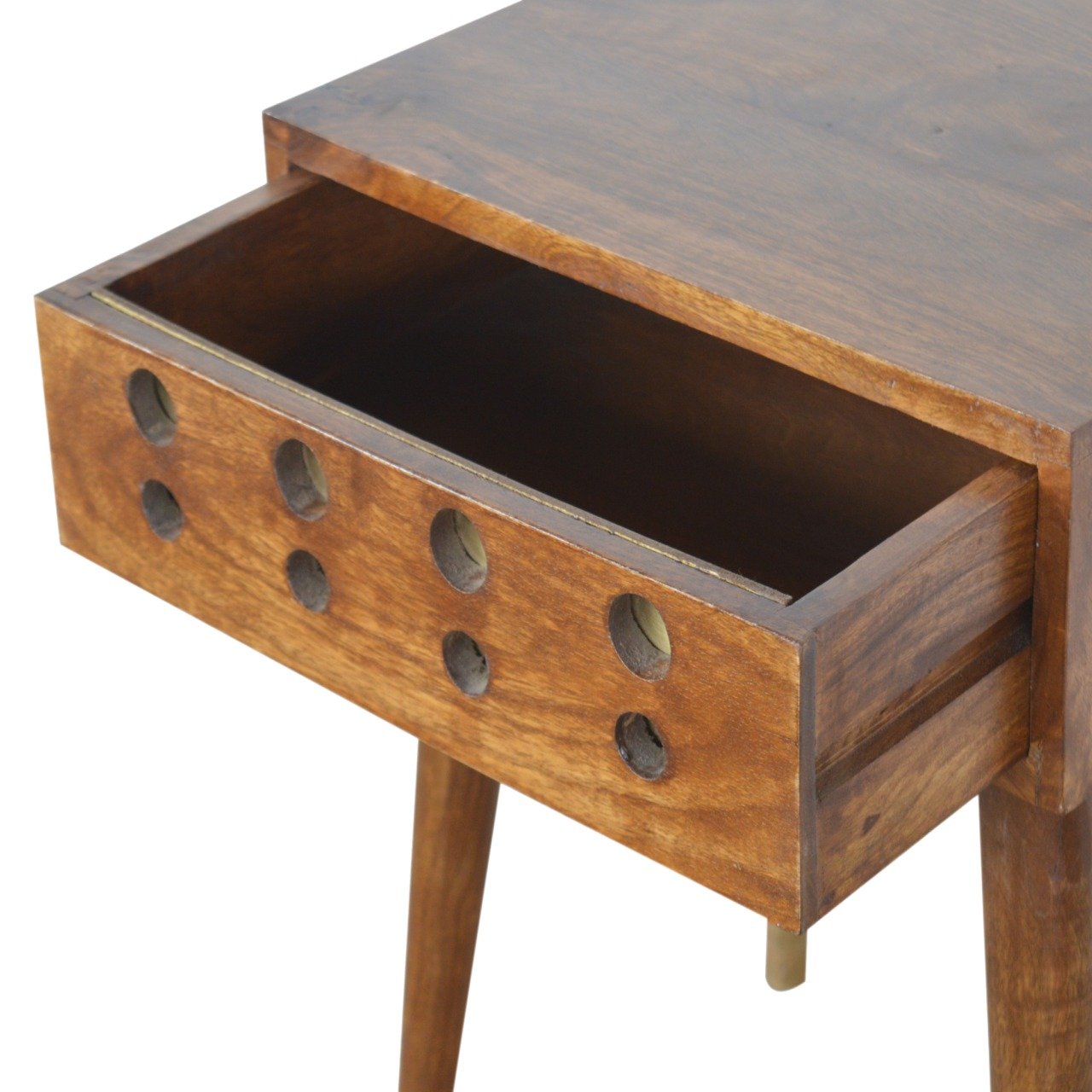 Chestnut Brass Cut out Bedside - Image 6