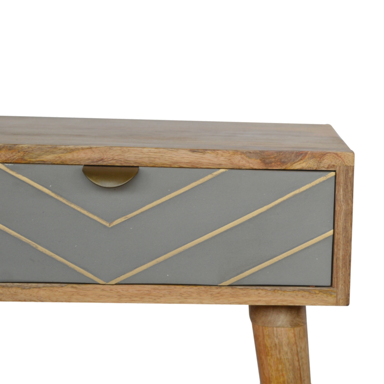 Sleek Cement Brass Inlay Bedside - Image 8