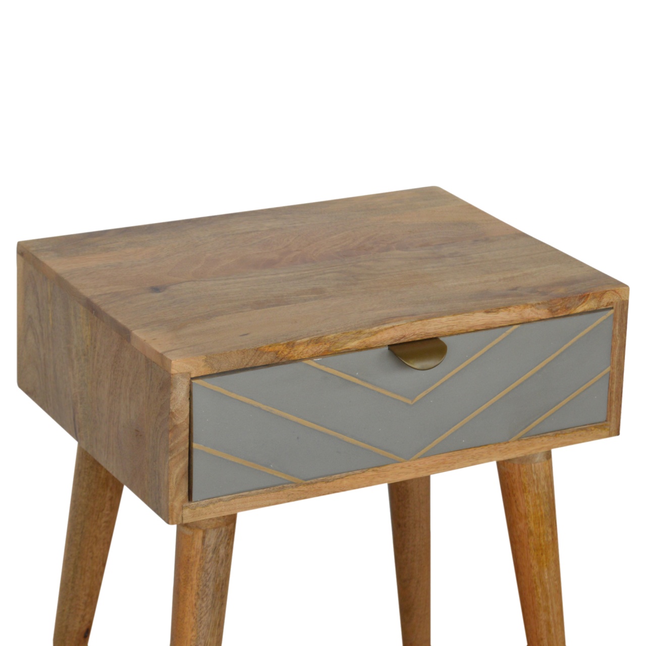 Sleek Cement Brass Inlay Bedside - Image 7