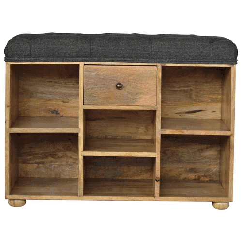 Black Tweed 1 Drawer Bench - Image 10
