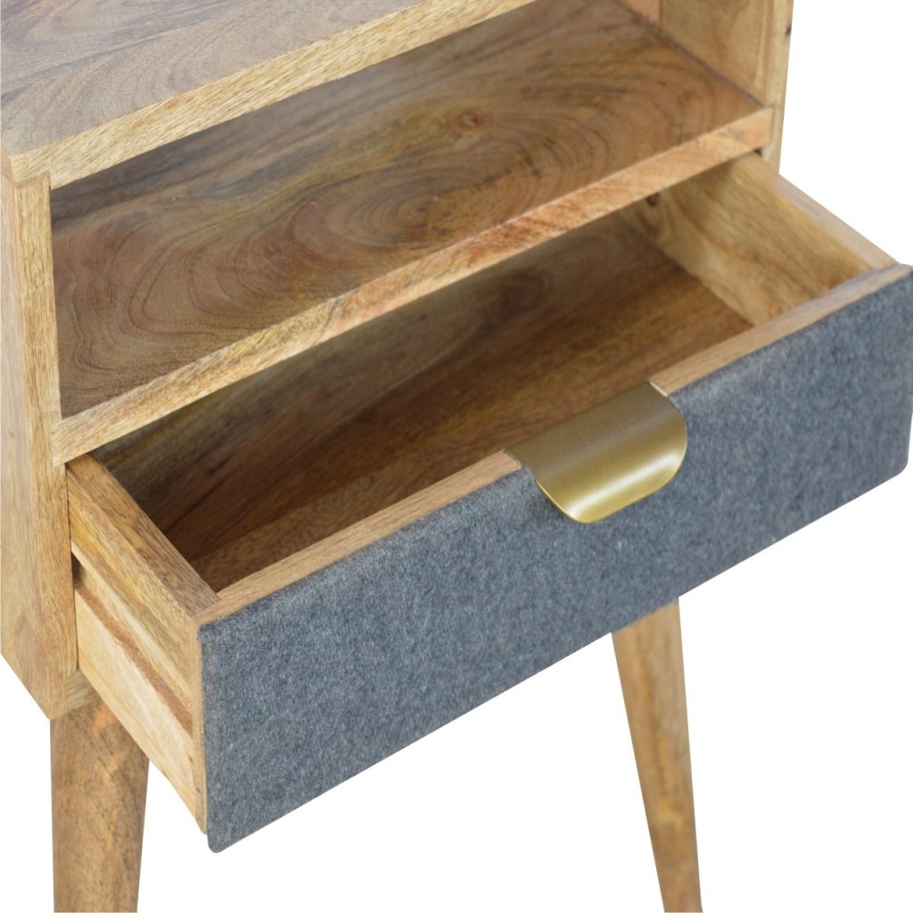 Grey Tweed Bedside with Open Slot - Image 8