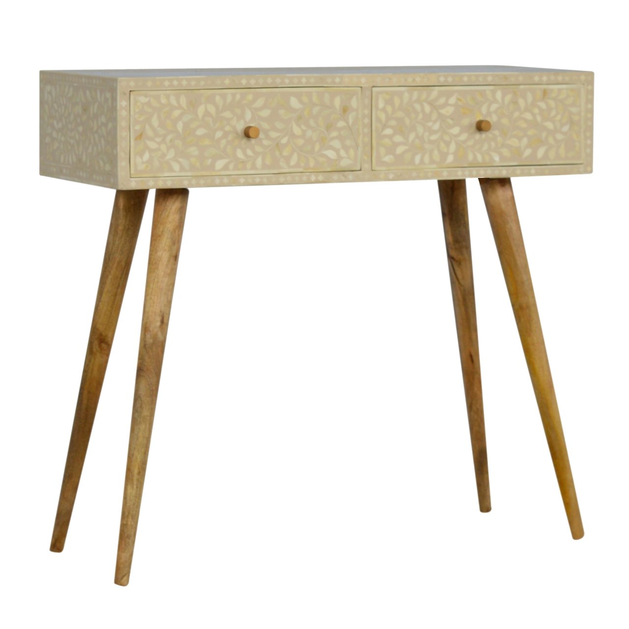 Floral Bone Inlay Console Table - Image 3
