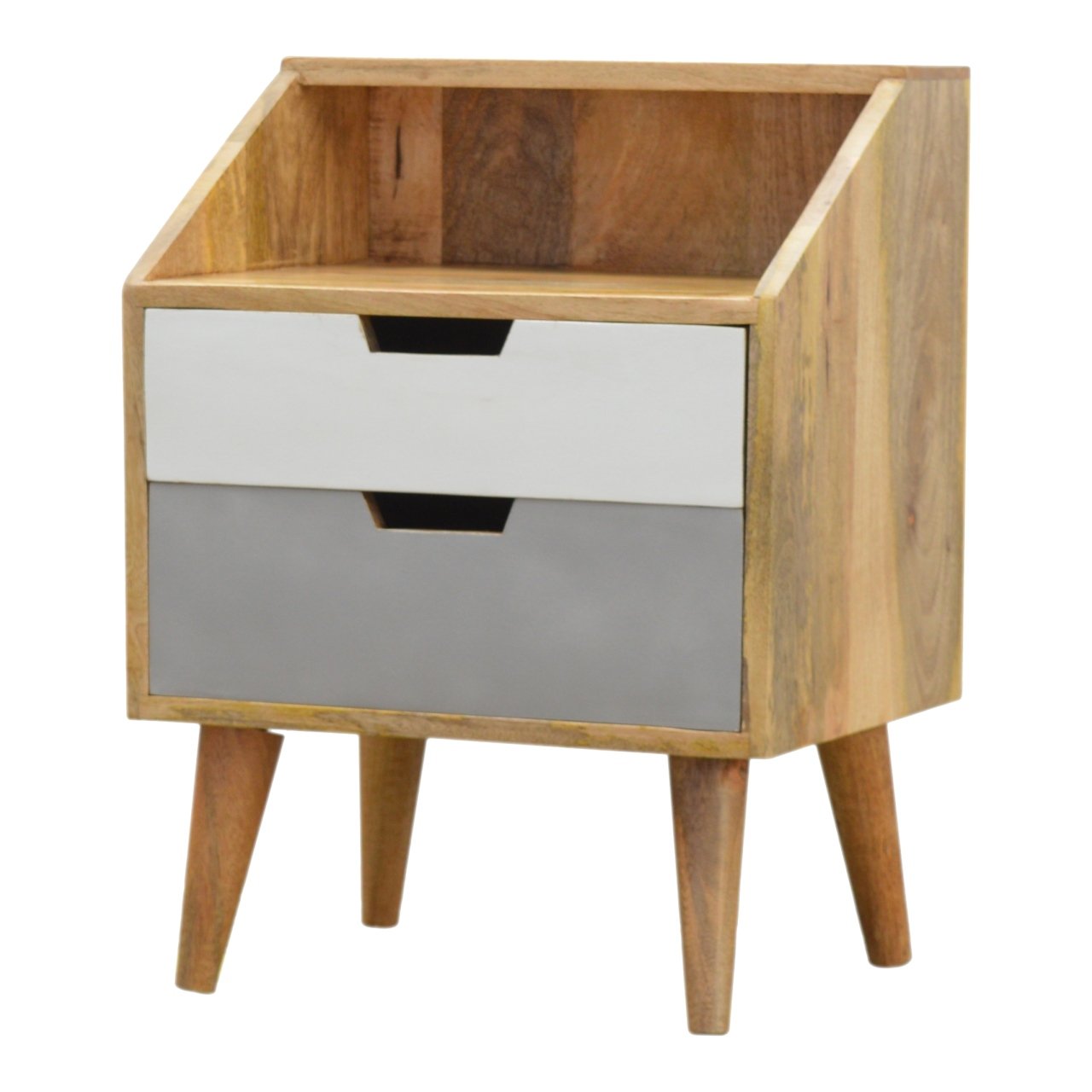 White and Grey Raised Bedside Table - Image 3