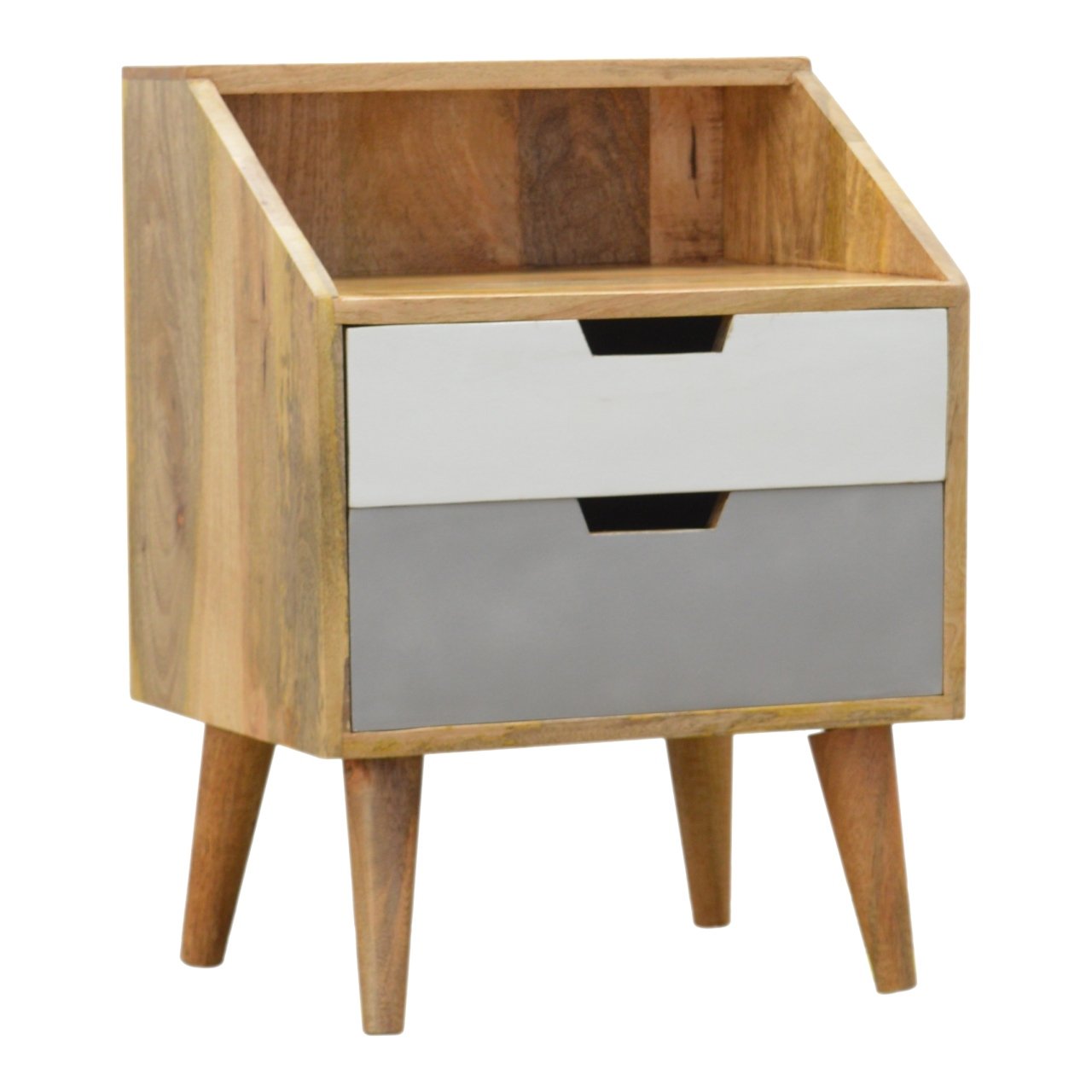 White and Grey Raised Bedside Table - Image 4