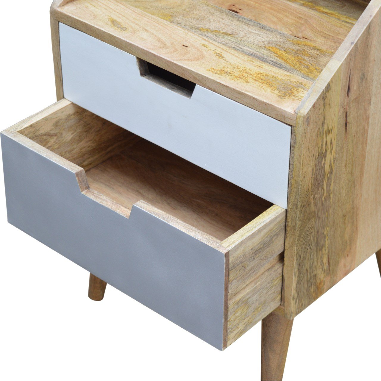 White and Grey Raised Bedside Table - Image 6