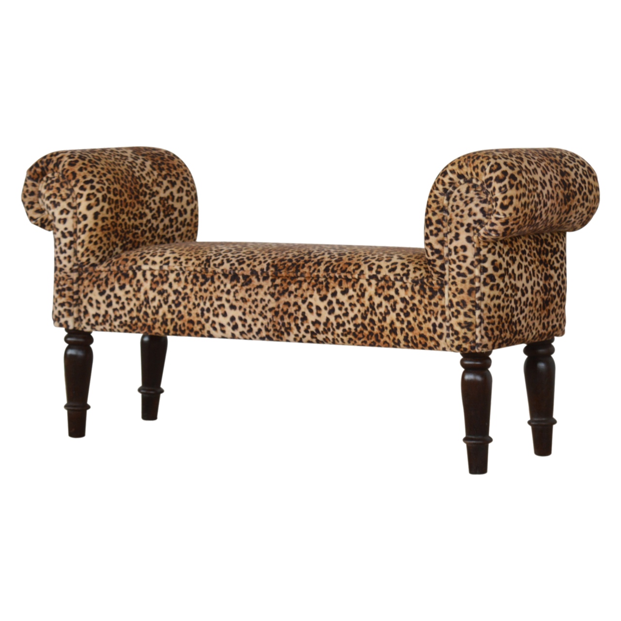 Leopard Print Velvet Bench - Image 3
